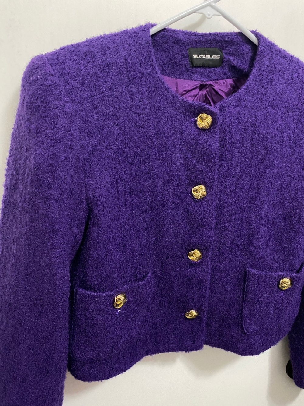 Vintage Suitables Purple Size S Women’s Tweed Blazer Jacket